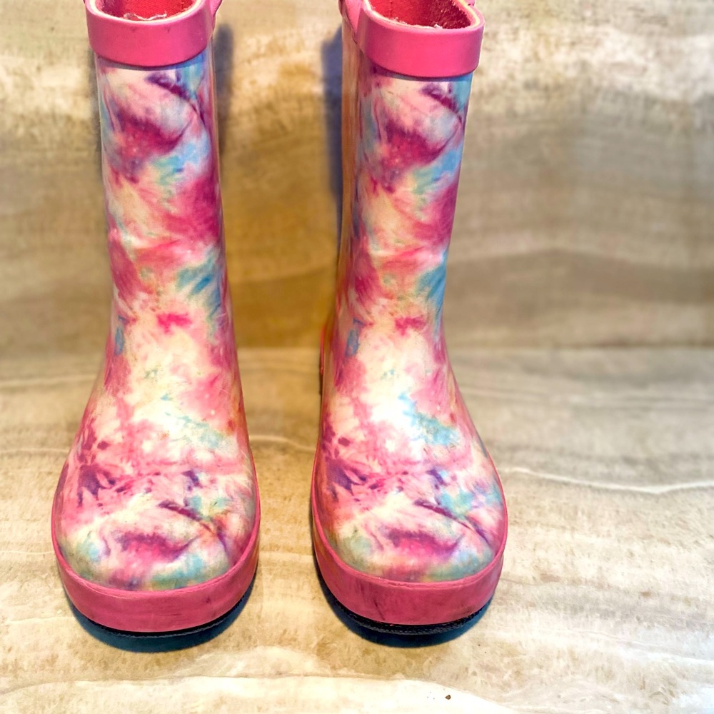 Tie dye rain boots